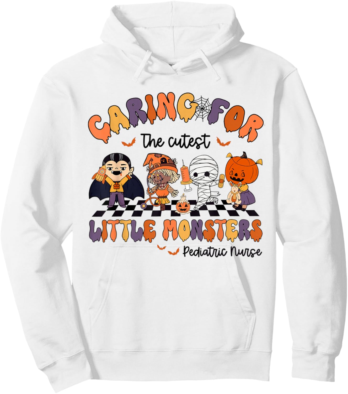 Caring For The Cutest Little Monsters Peds Nurse Halloween Hoodie - Hoodie | White