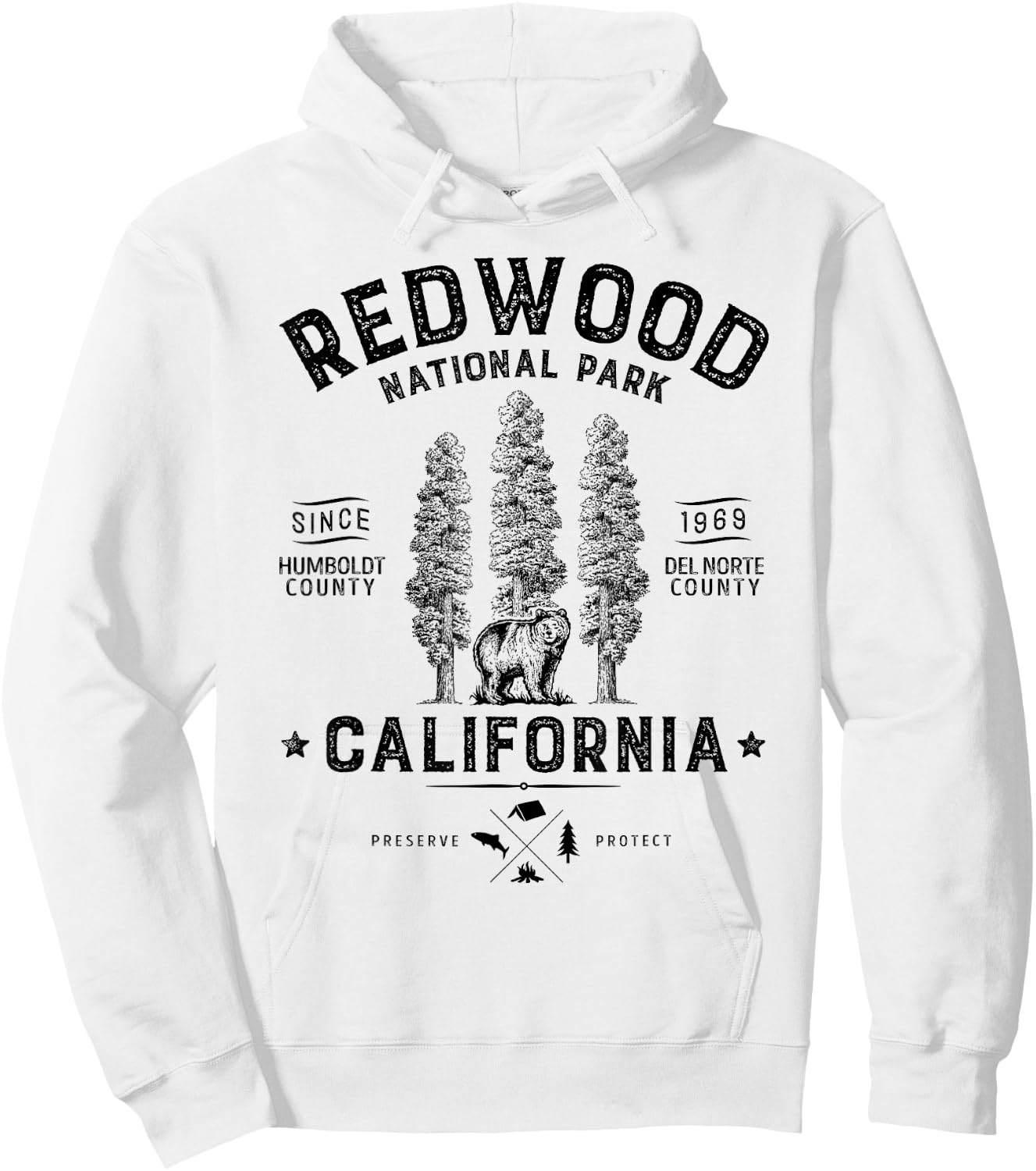 Redwood National Park T Shirt Vintage California Bear Gifts Hoodie - Hoodie | White