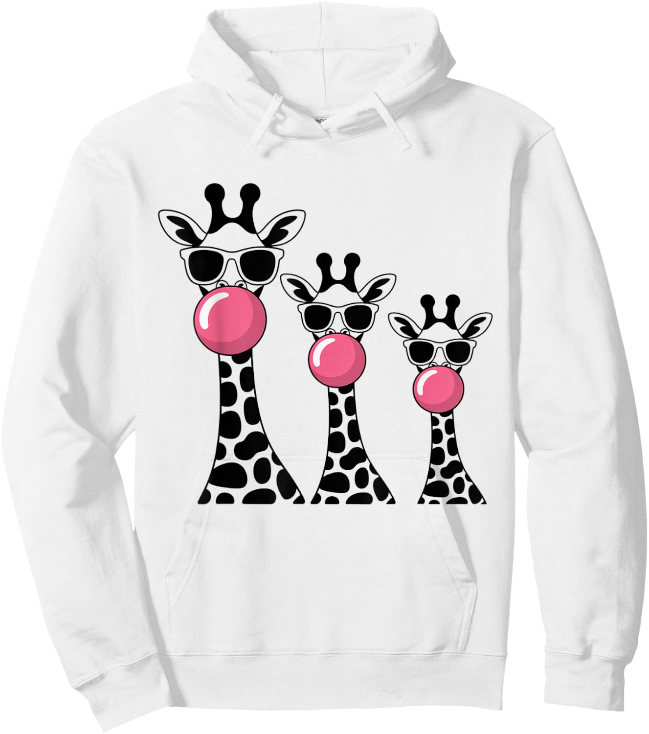 Fun Zoo Giraffe Blowing Bubblegum Adventure Lovers Family Hoodie - Hoodie | White