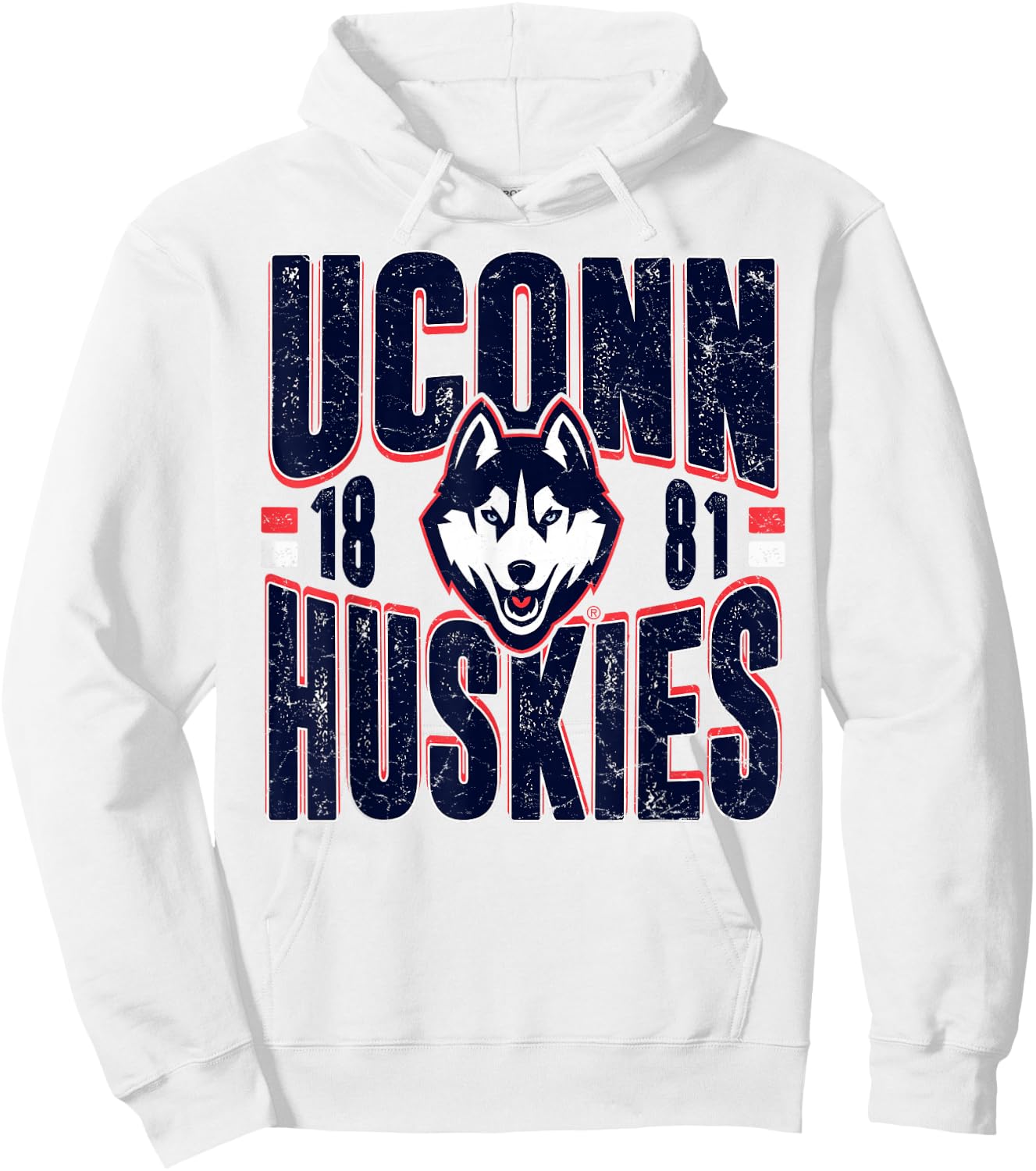 Connecticut Huskies Vintage 90's Retro Gray Hoodie - Hoodie | White