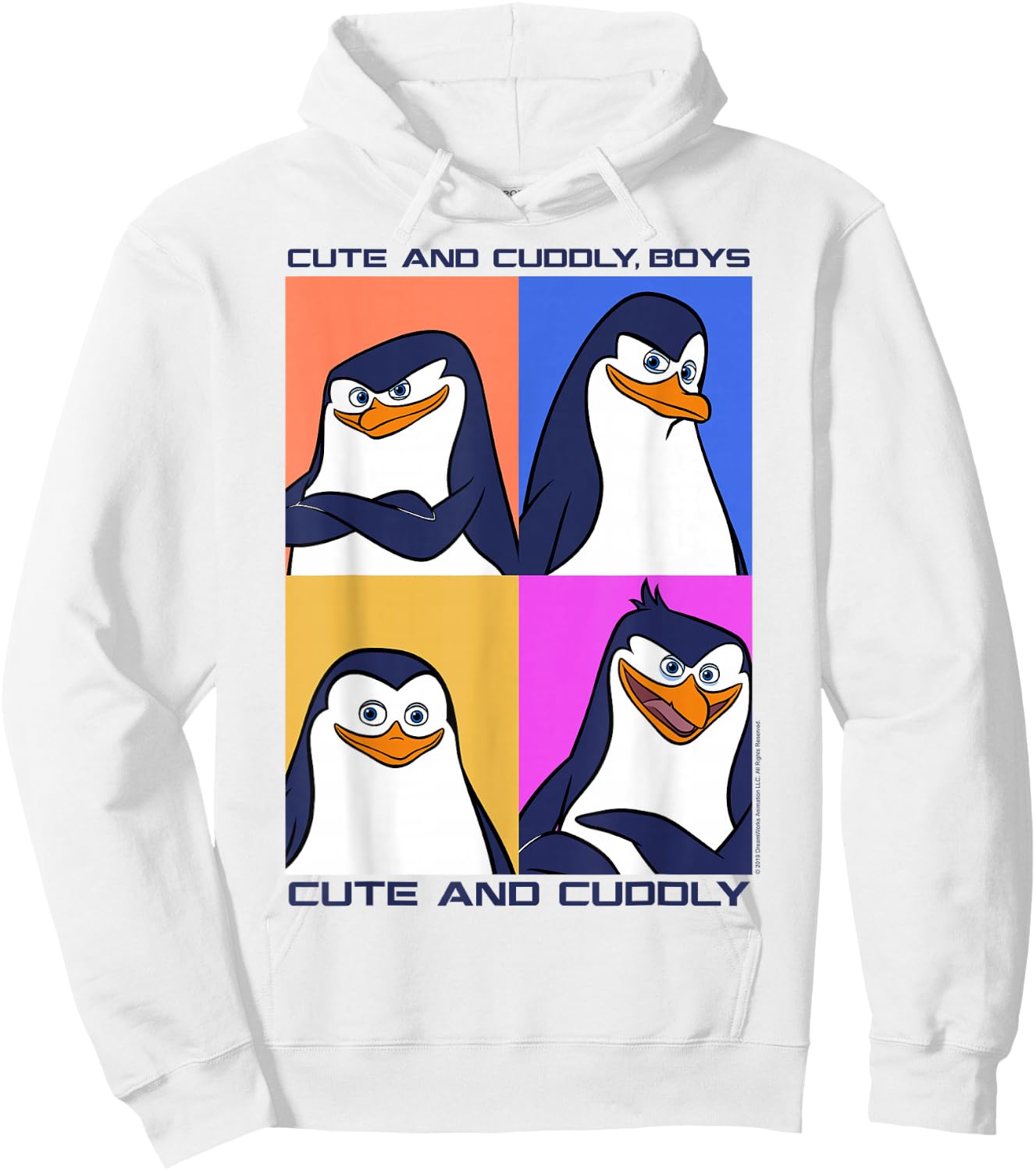 Madagascar Penguins Cute And Cuddly Text Poster Hoodie - Hoodie | White