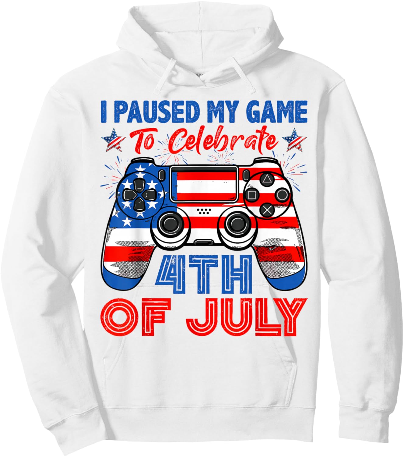 I Paused My Game To Celebrate 4th Of July USA Flag Boys Kids Hoodie - Hoodie | White