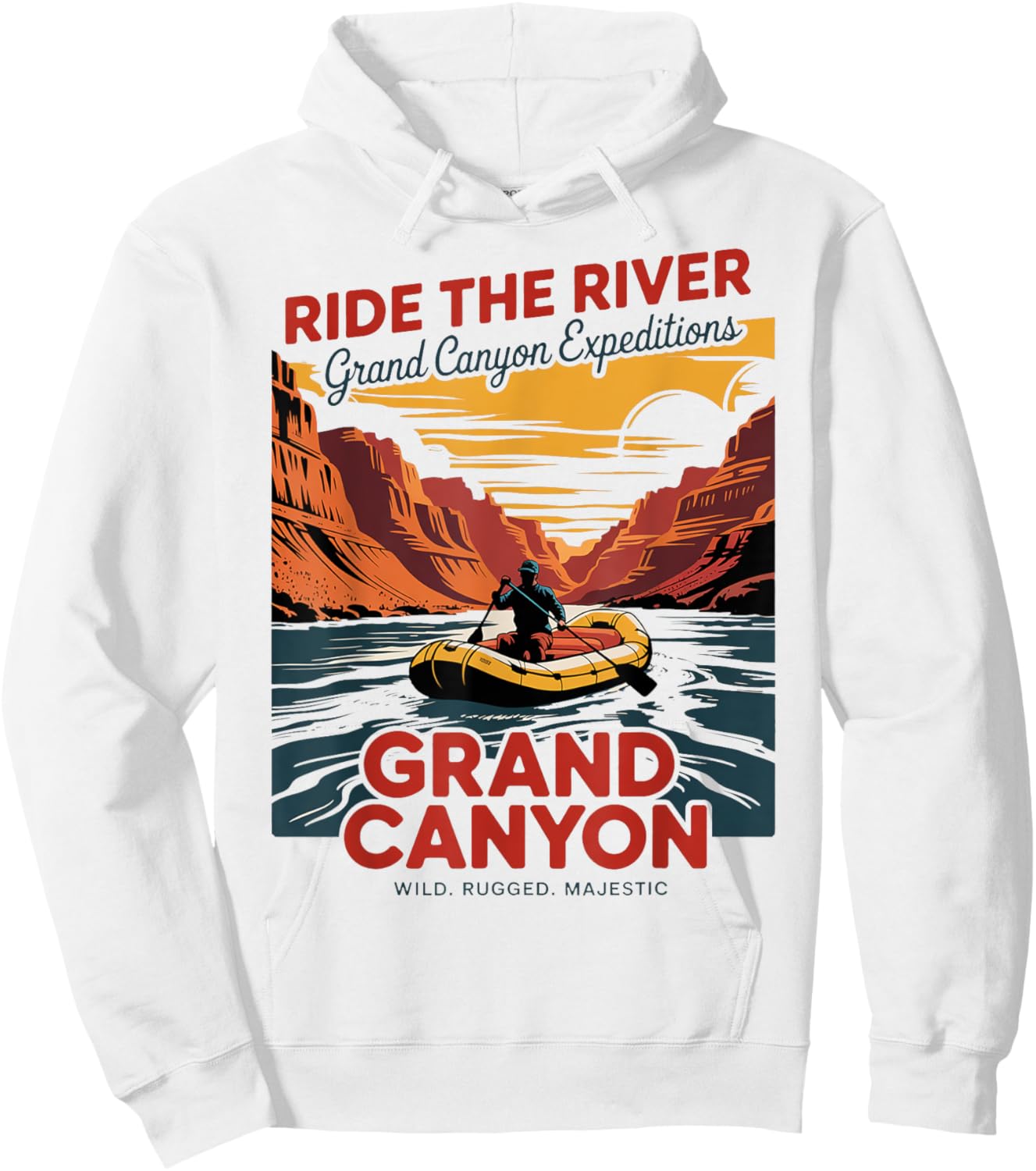 Grand Canyon Colorado River Rafting Vintage Hoodie - Hoodie | White