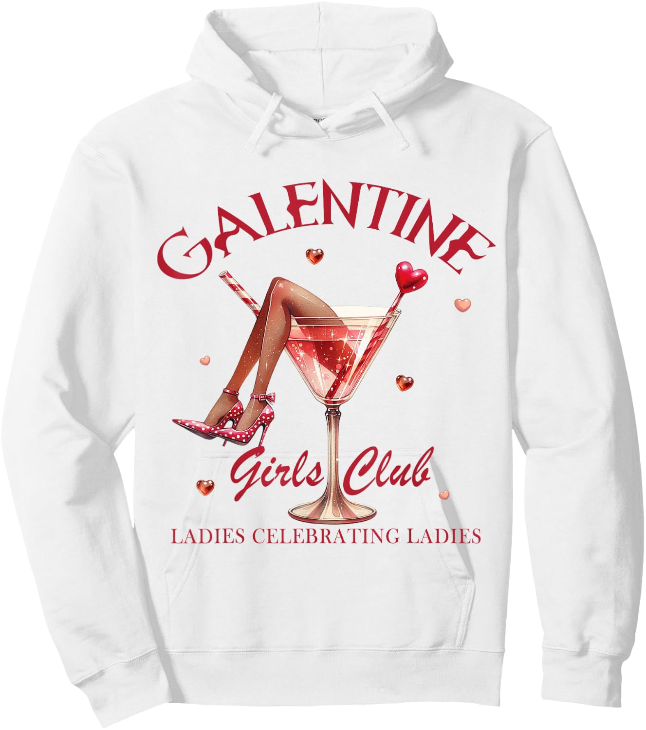 Galentine Girls Club Valentines Day Ladies Celebrating Hoodie - Hoodie | White