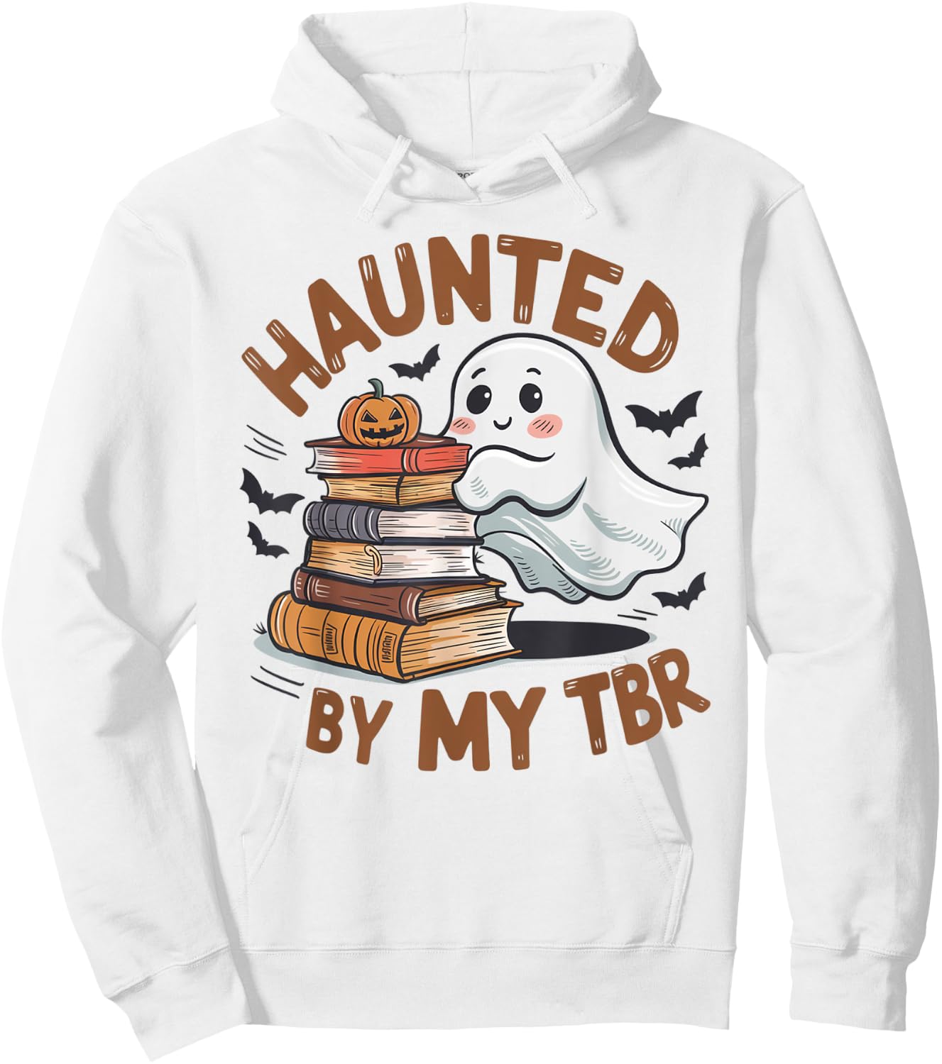 Haunted By My TBR Cute Ghost Book Reading Teacher Halloween Hoodie - Hoodie | White