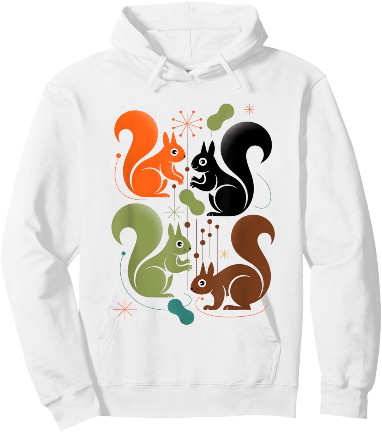 Mid Century Modern Squirrel Art Hoodie - Hoodie | White