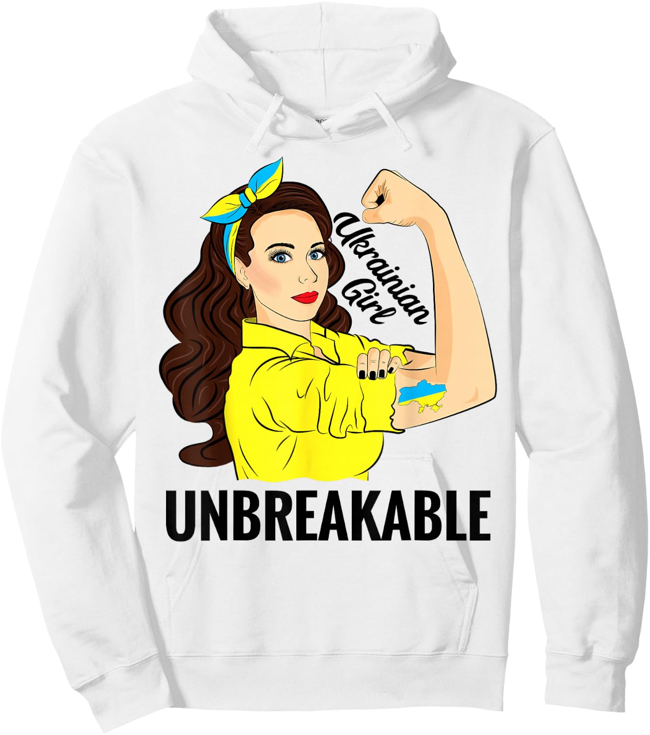 Ukrainian Women Girl Unbreakable Ukraine Flag Hoodie - Hoodie | White