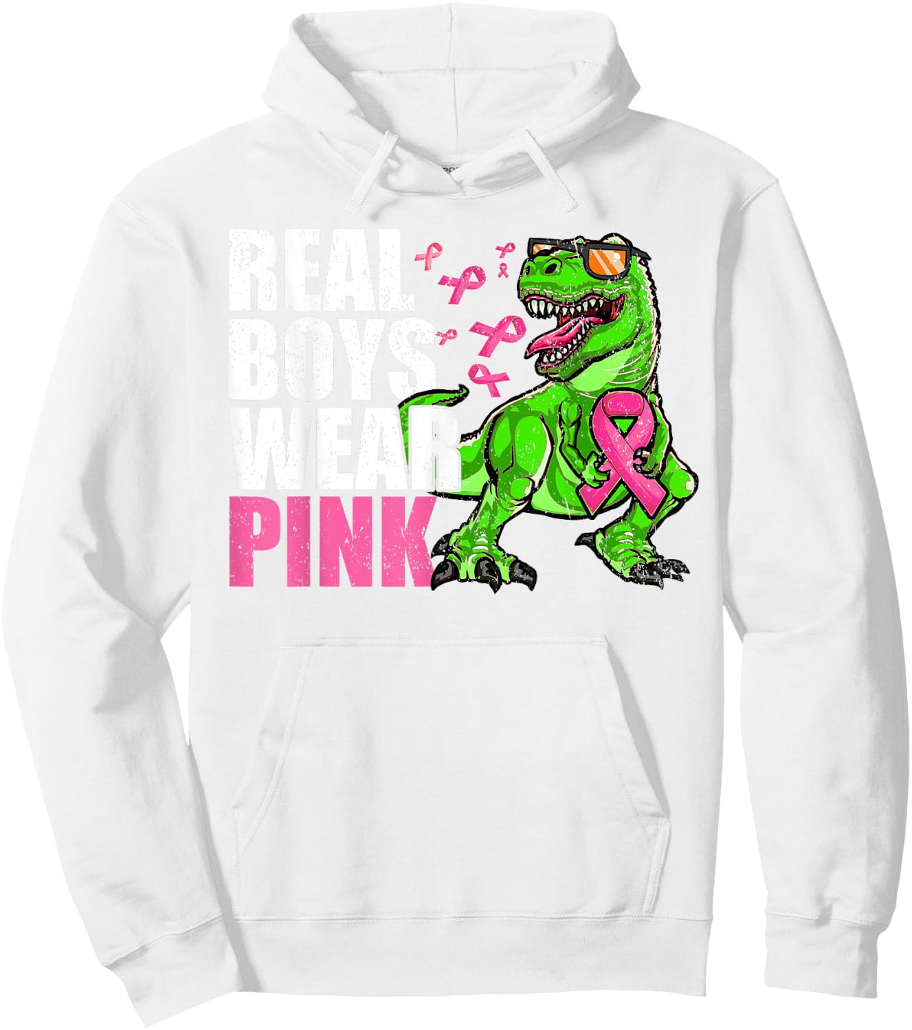 Breast Cancer Youths Toddlers, T Rex Breast Cancer Boys Kids Hoodie - Hoodie | White