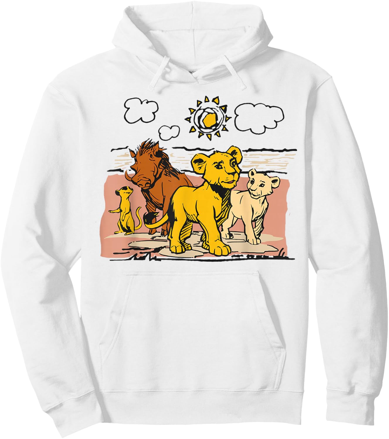 Disney The Lion King Live Action Sketched Group Portrait Hoodie - Hoodie | White