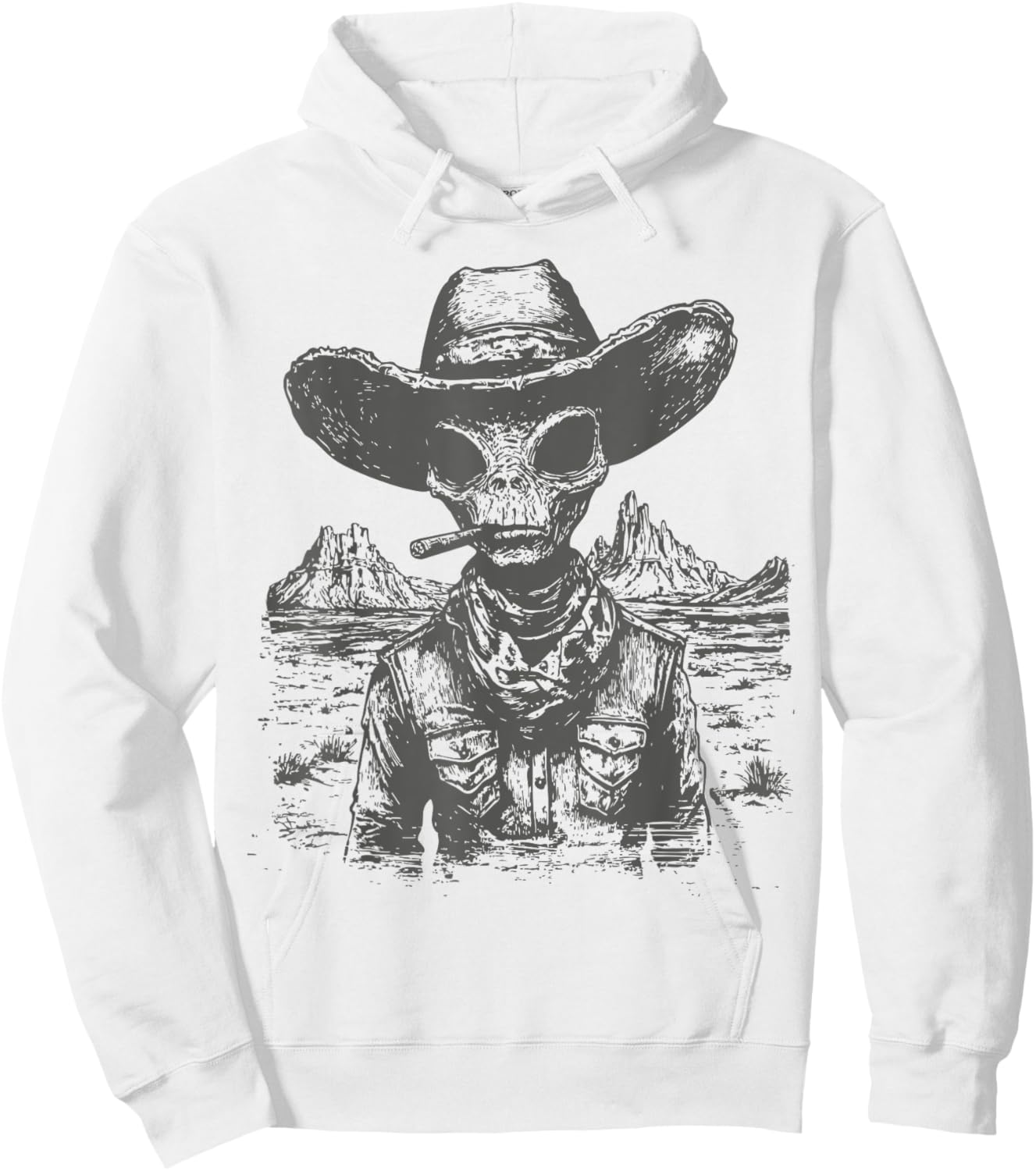 Vintage Cowboy Alien Western Shirt - Cowboy Alien Hoodie - Hoodie | White