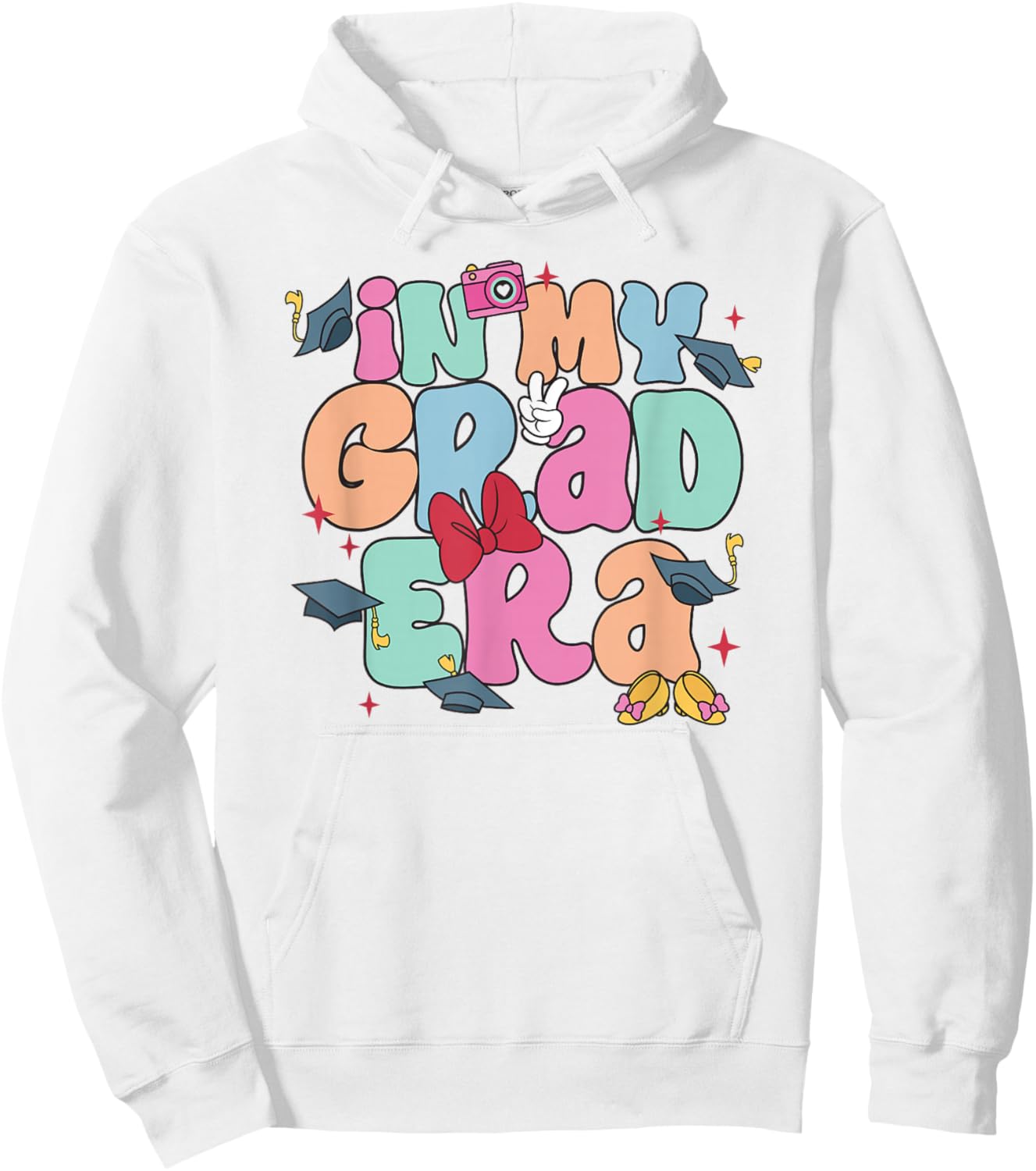Disney Minnie Mouse in My Grad Era Cute Colorful Chest Logo Hoodie - Hoodie | White