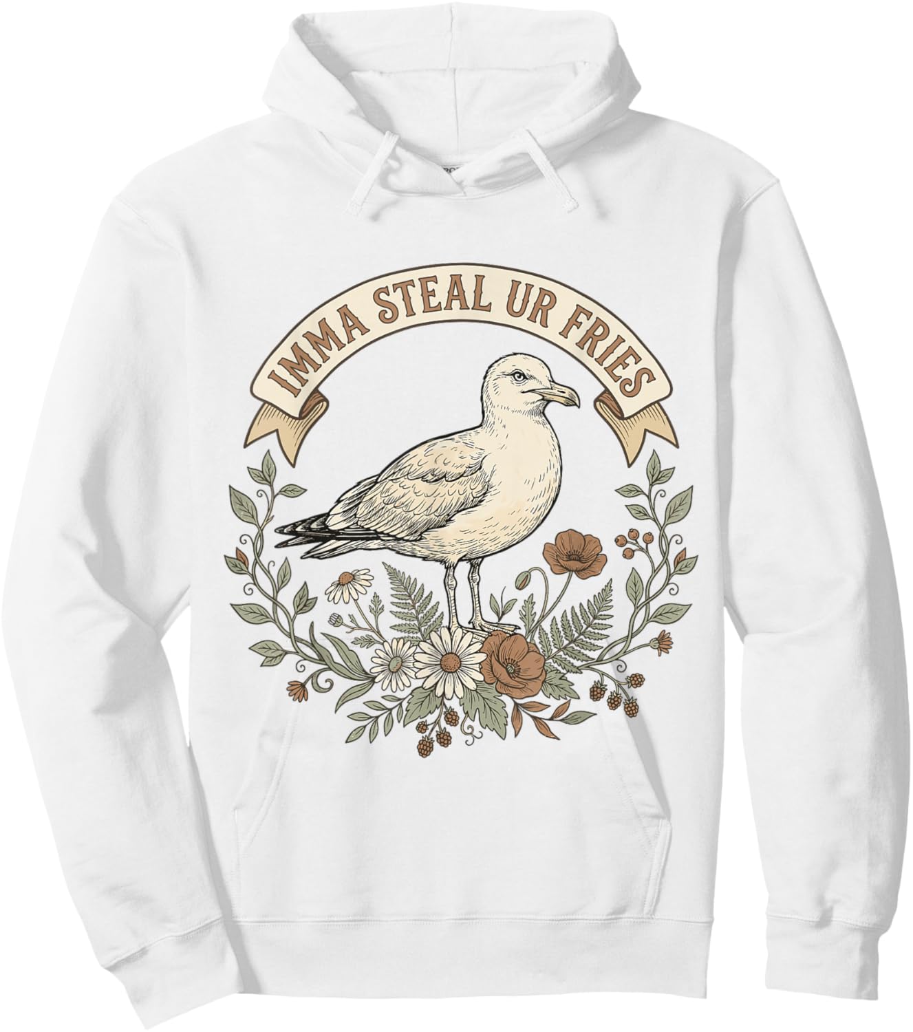 Imma Steal Ur Fries Funny Seagull Bird Quote Hoodie - Hoodie | White