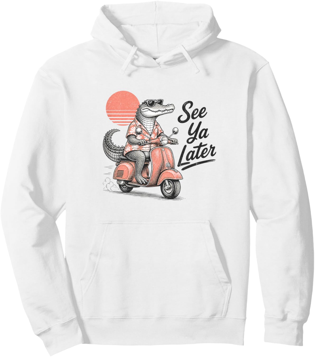 See Ya Later Alligator Funny Retro Alligator Scooter Hoodie - Hoodie | White