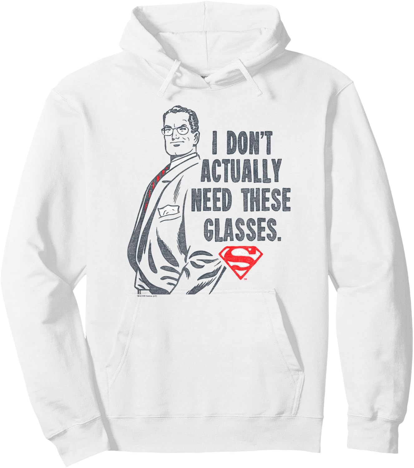 Superman Don't Need Glasses T Shirt Hoodie - Hoodie | White
