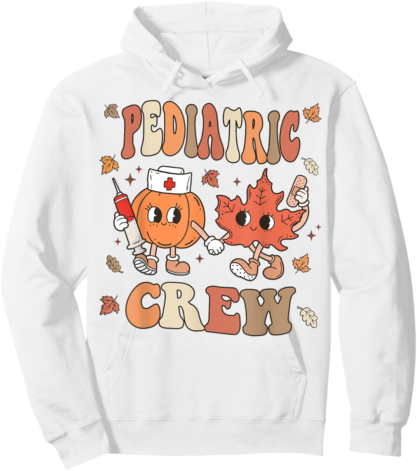 Retro Fall Pediatric Nurse Crew Thanksgiving Peds Nurse Hoodie - Hoodie | White