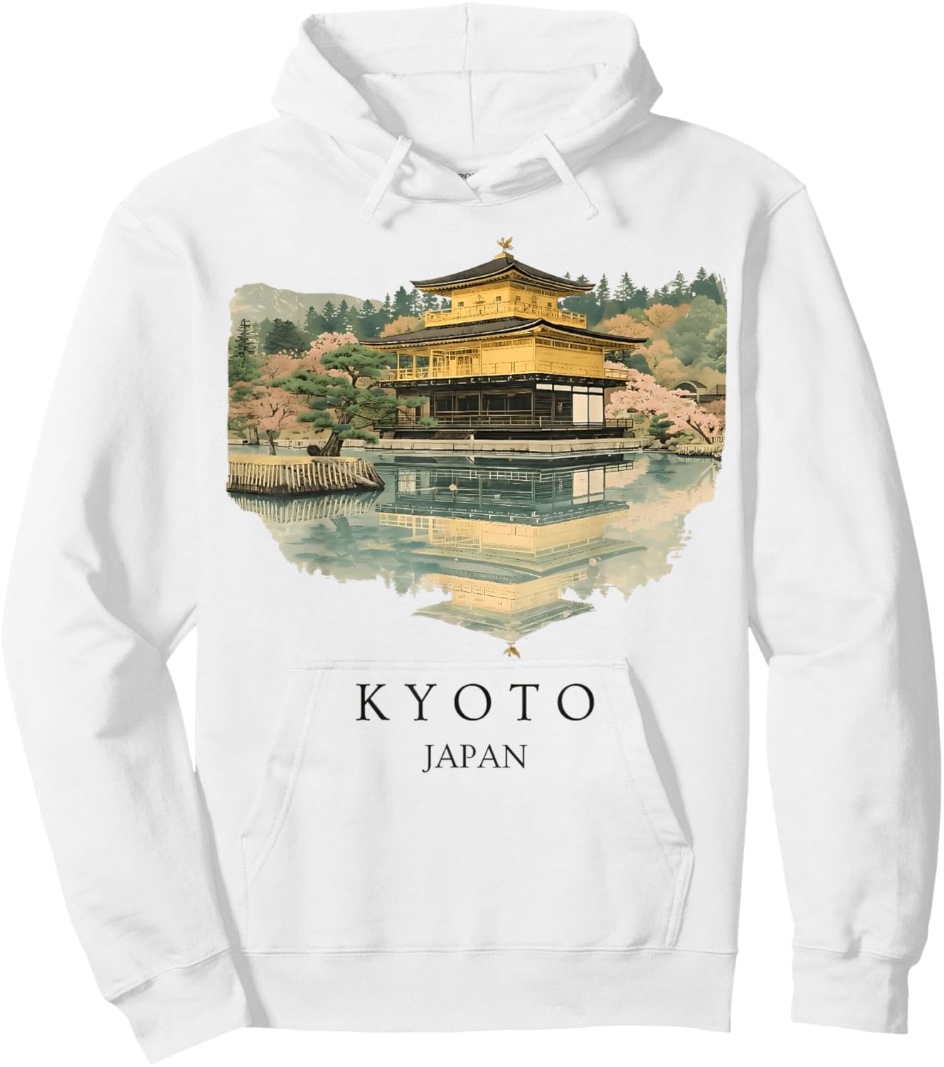 Kyoto Japan Vintage Travel Art Kinkaku-ji Golden Pavilion Hoodie - Hoodie | White