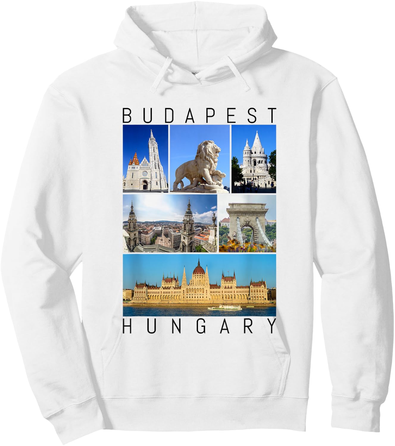 Budapest Hungary famous sights gallery Souvenir Hoodie - Hoodie | White