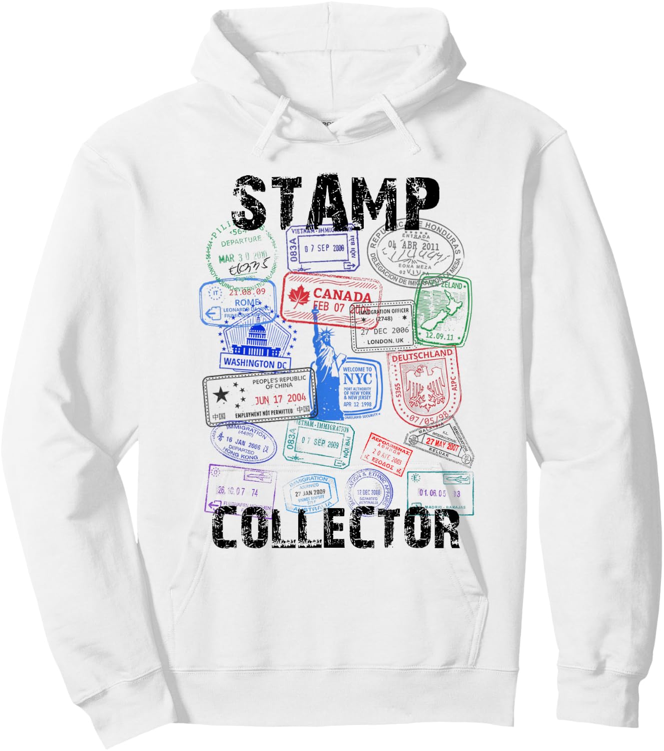 Passport Stamps Shirt Travel Vacation Hoodie - Hoodie | White