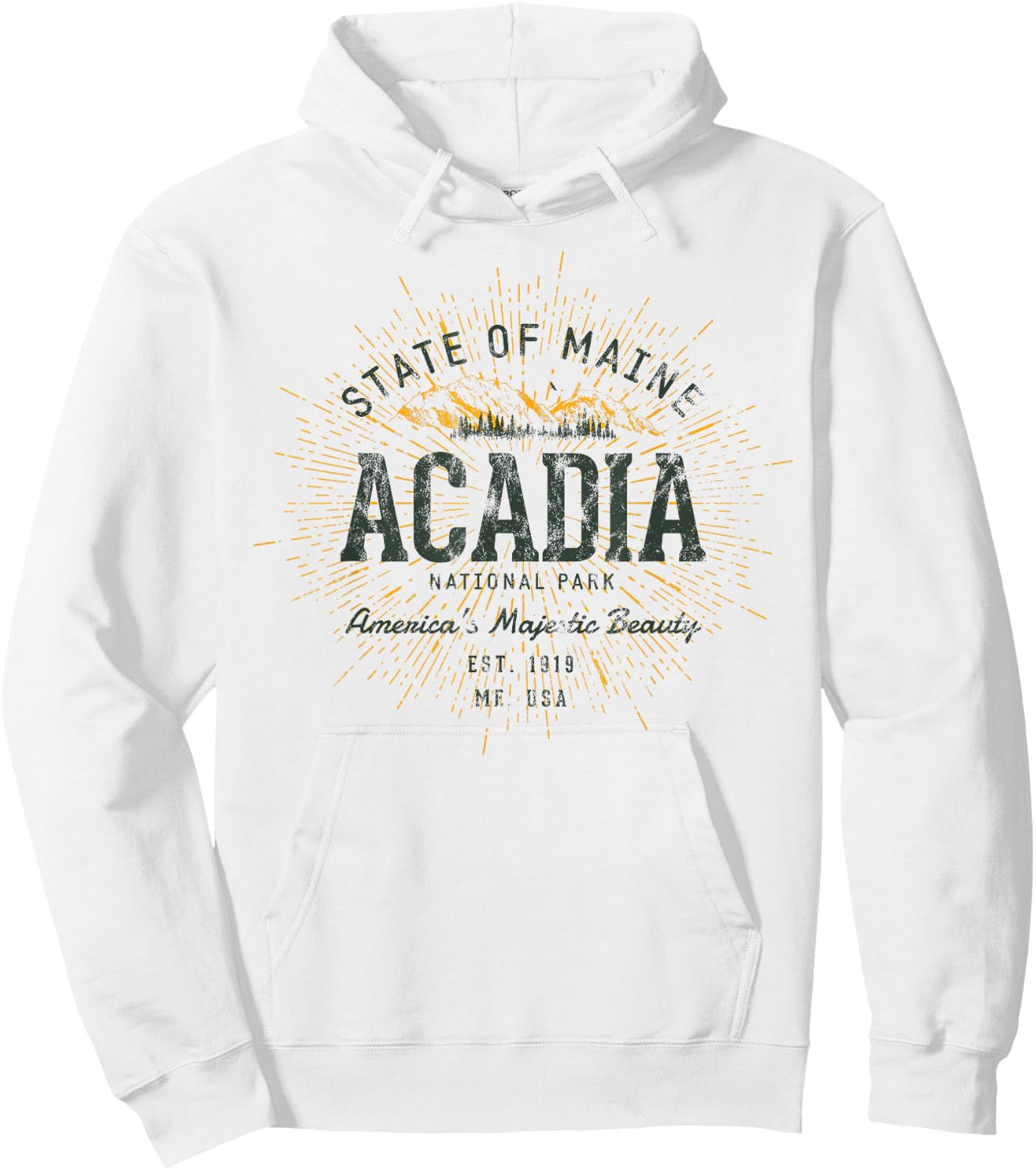 Retro Style Vintage Acadia National Park Hoodie - Hoodie | White