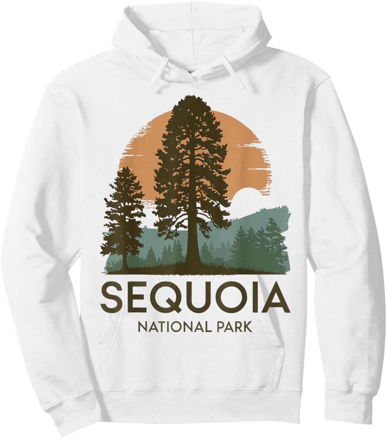 Retro Sequoia National Park Novelty Vacation Tree Minimalist Hoodie - Hoodie | White