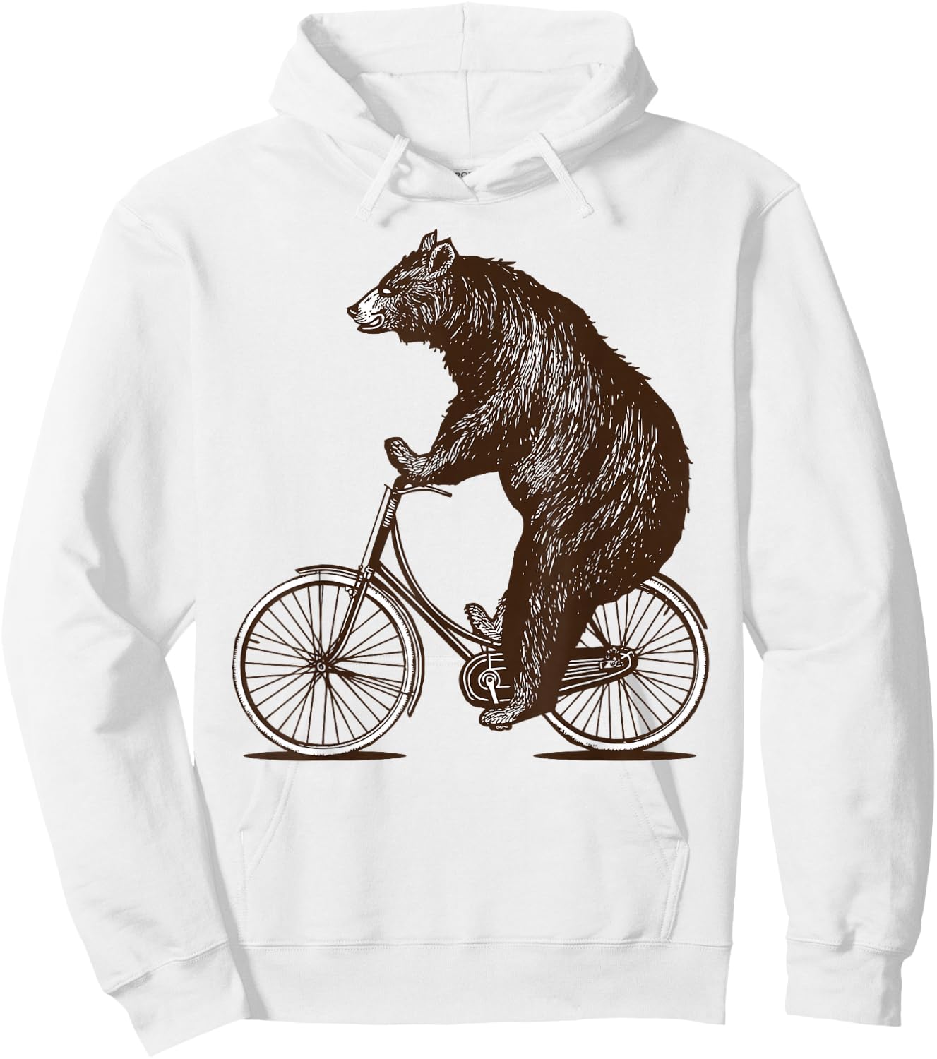 Bear on Bike Cute Grizzly Bicycling Hoodie - Hoodie | White