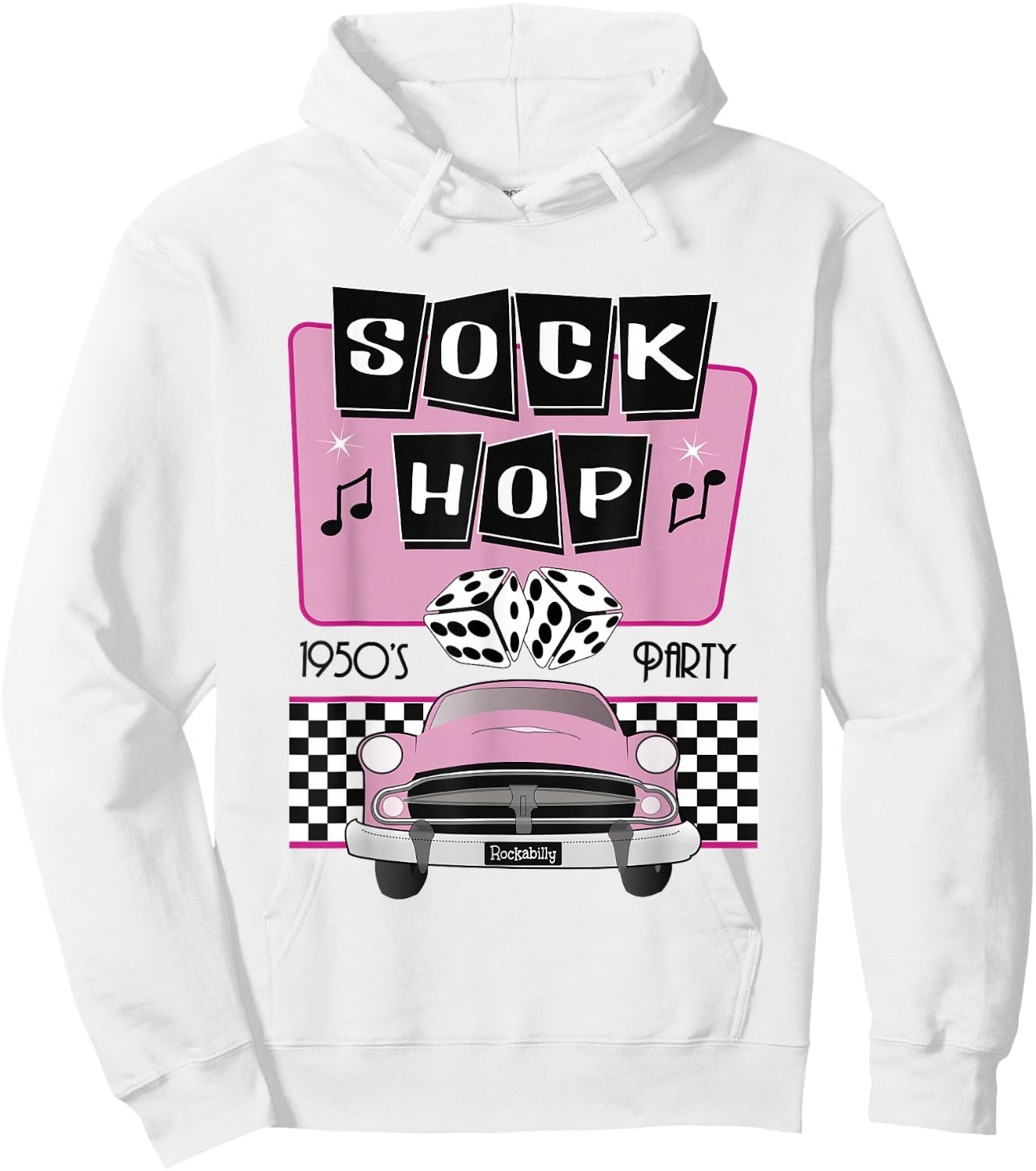 50s Sock Hop Dance Retro 1950s Party Doo Wop Rockabilly Pink Hoodie - Hoodie | White