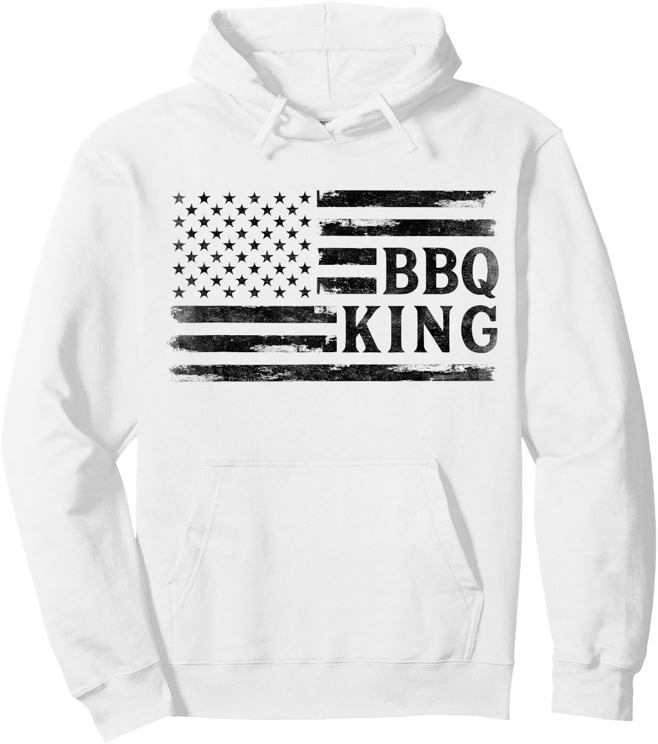 BBQ King Black USA Flag Father's Day Vintage Dad Papa Hoodie - Hoodie | White