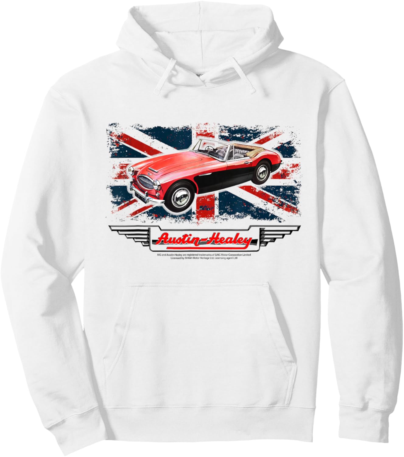 Austin-Healey 3000 Retro Sports Car Union Jack UK Flag Hoodie - Hoodie | White