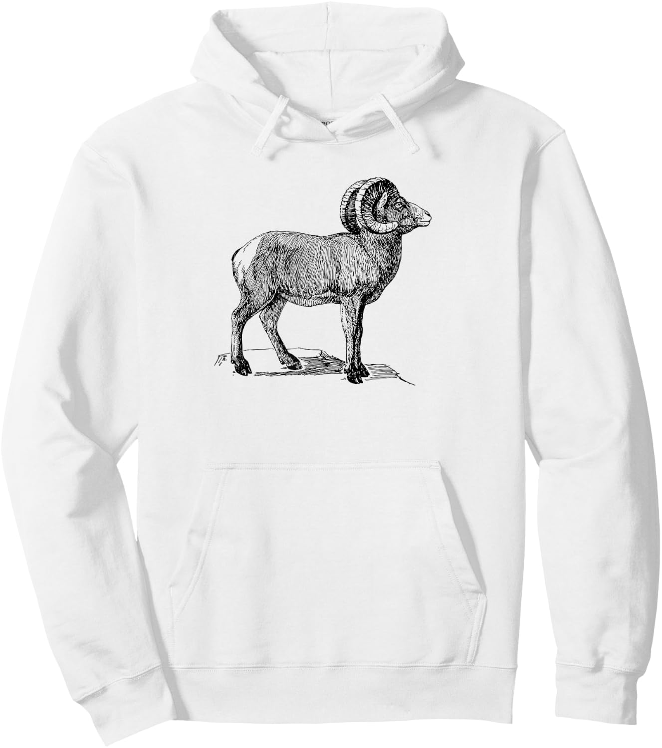 Simple Ram Mountain Goat Animal Design Hoodie - Hoodie | White