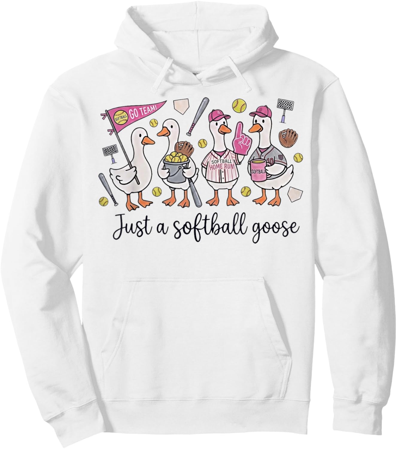 Just a Softball Goose Hoodie - Hoodie | White
