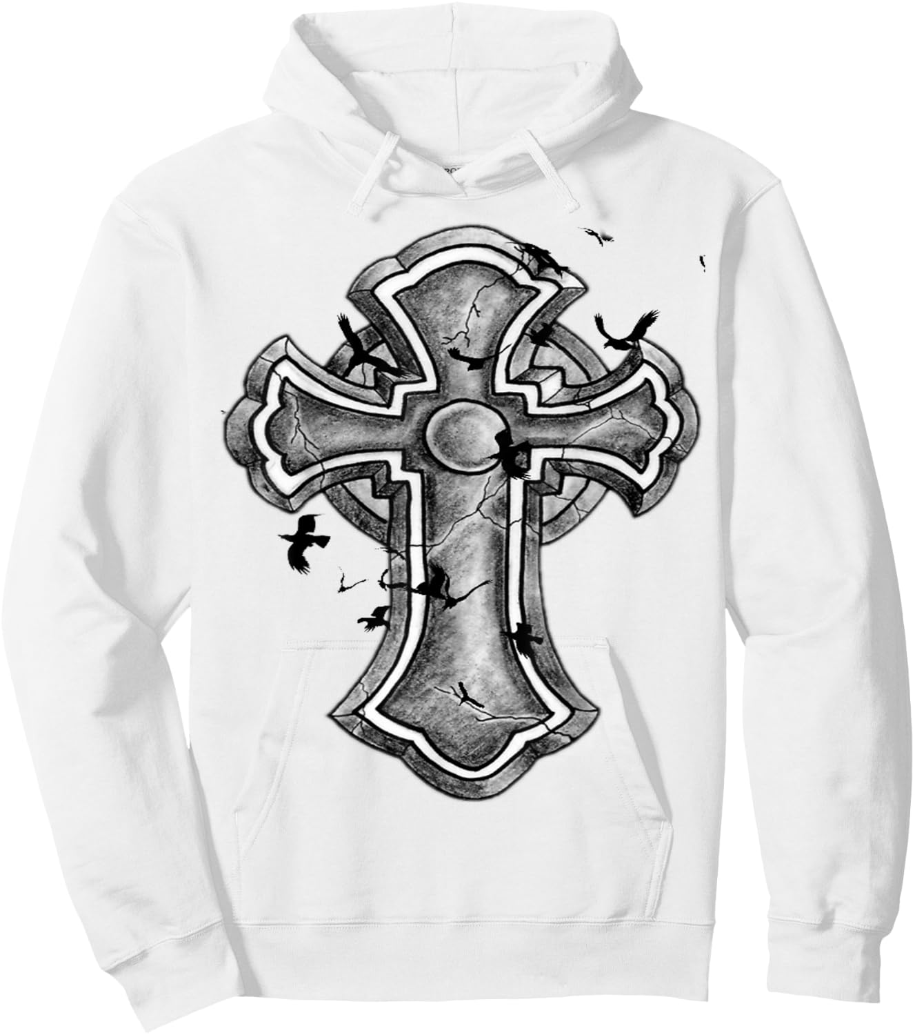 Christian Cross - Cool Strong Cross with Birds Hoodie - Hoodie | White