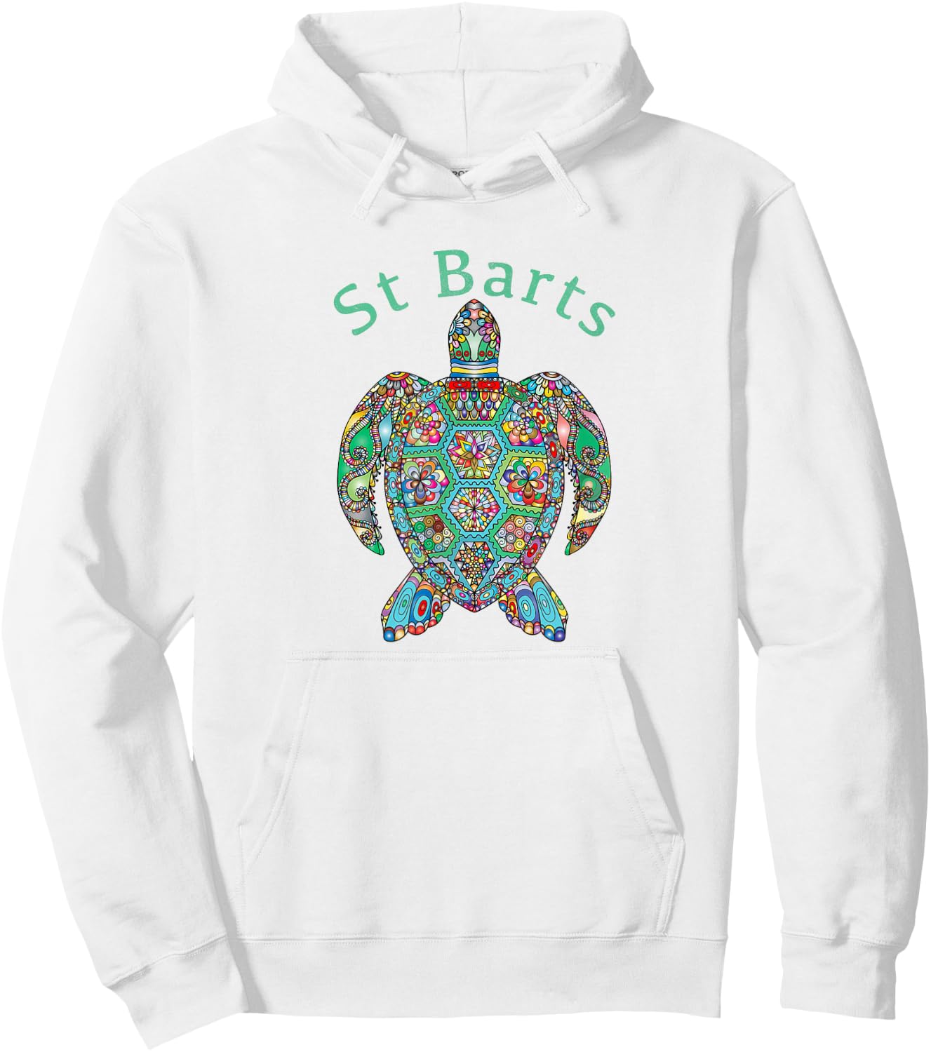St Barts Tribal Turtle Gift Hoodie - Hoodie | White
