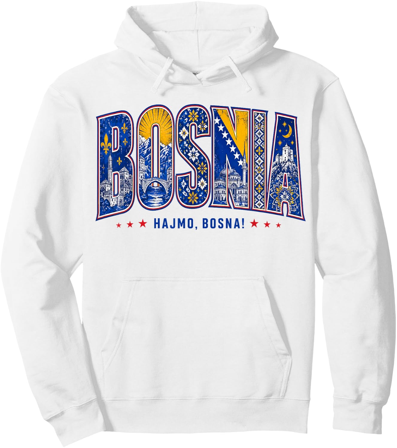 Bosnia Hajmo Bosna Pride Heritage Graphic Hoodie - Hoodie | White