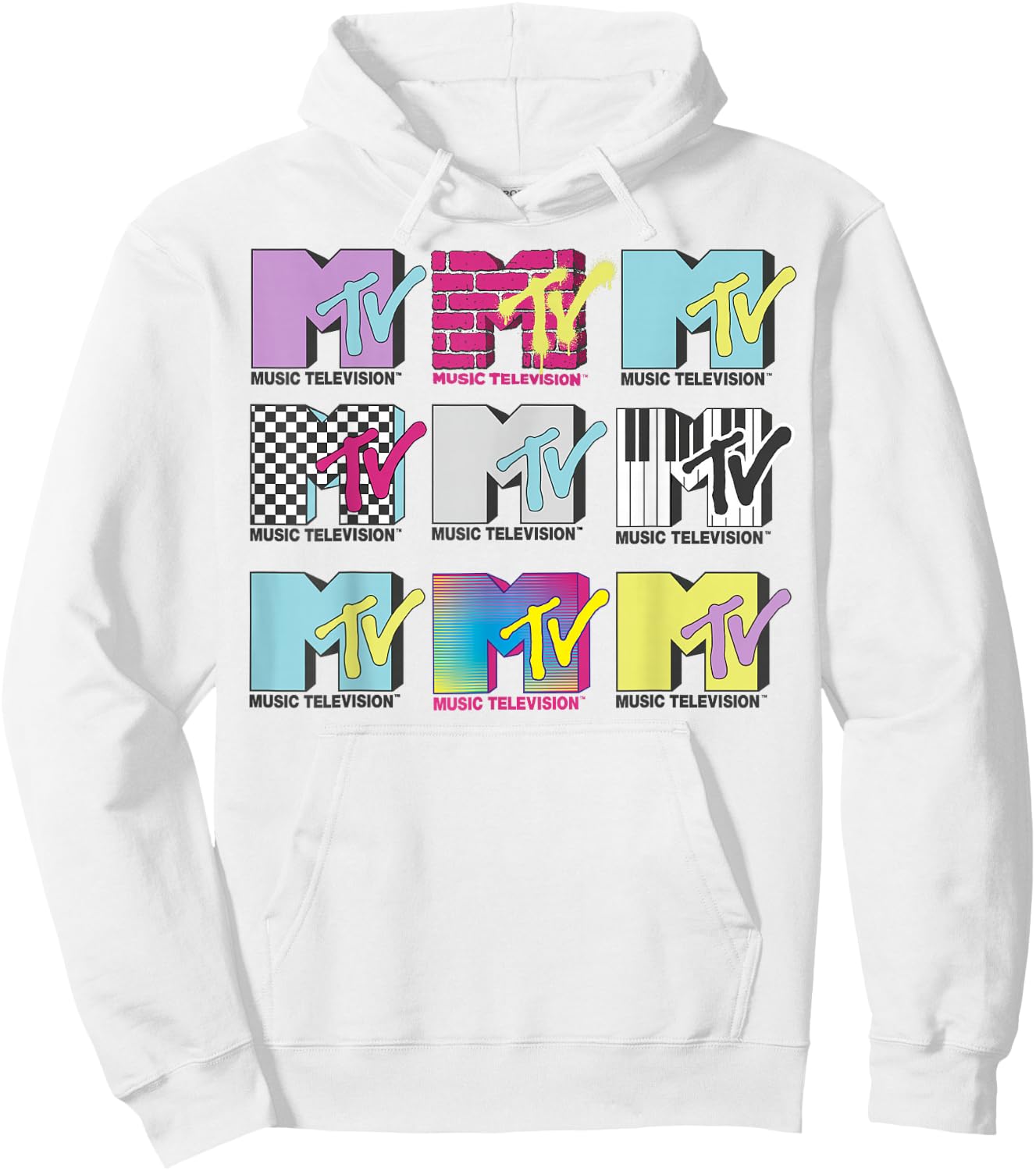 MTV Logo Stack Style Graphic Hoodie - Hoodie | White