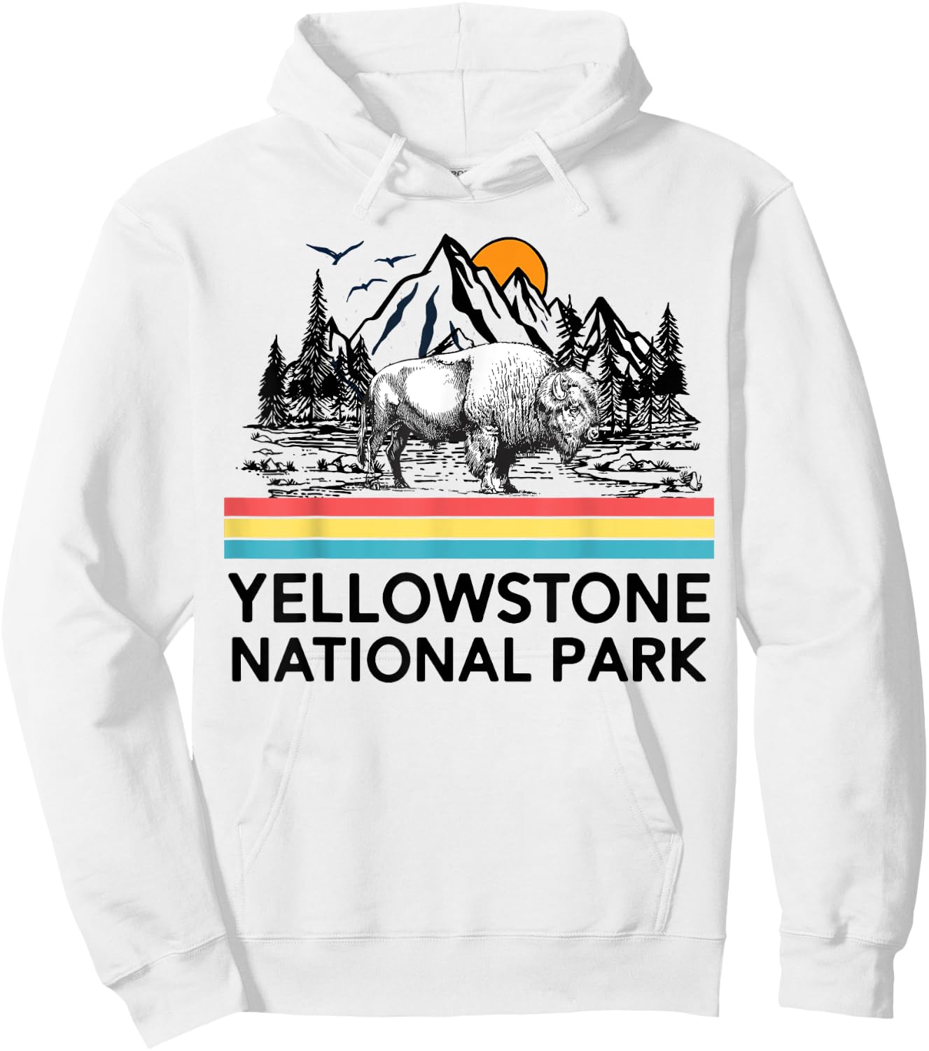 Vintage Yellowstone National Park Retro Mountains Hoodie - Hoodie | White