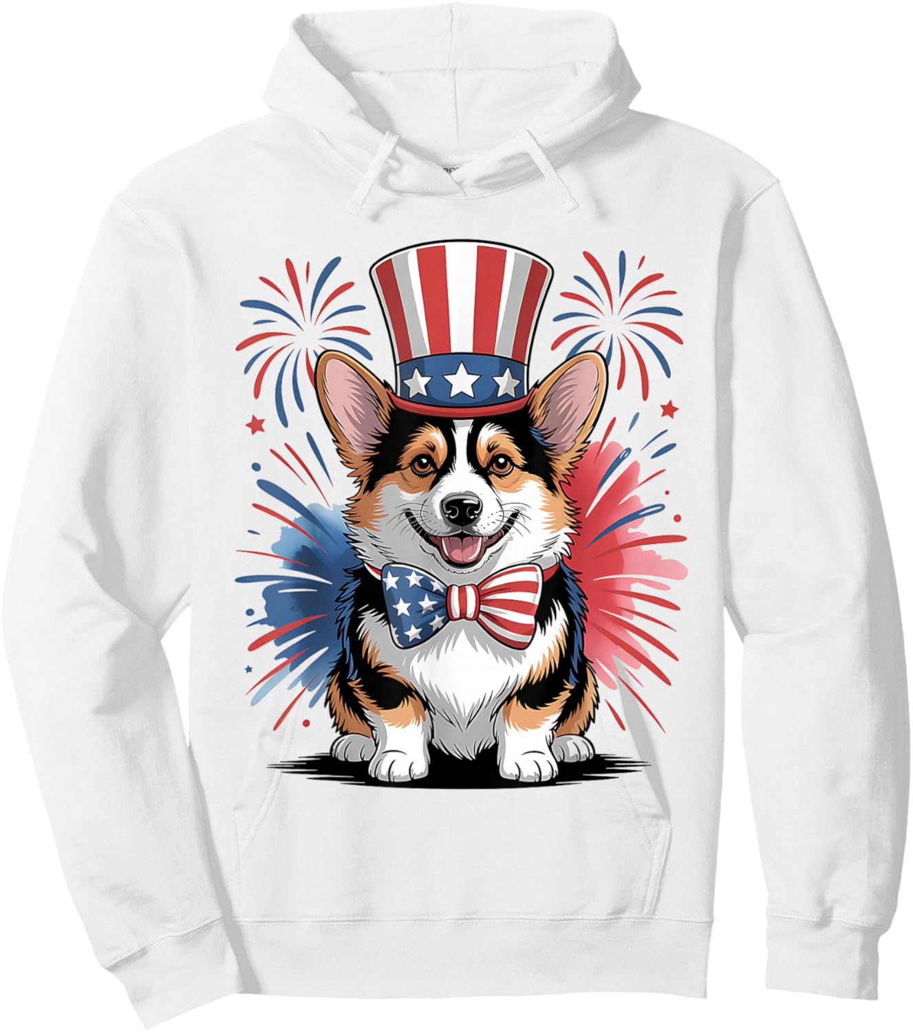 Patriotic Pembroke Welsh Corgi Dog 4th of July Celebration Hoodie - Hoodie | White