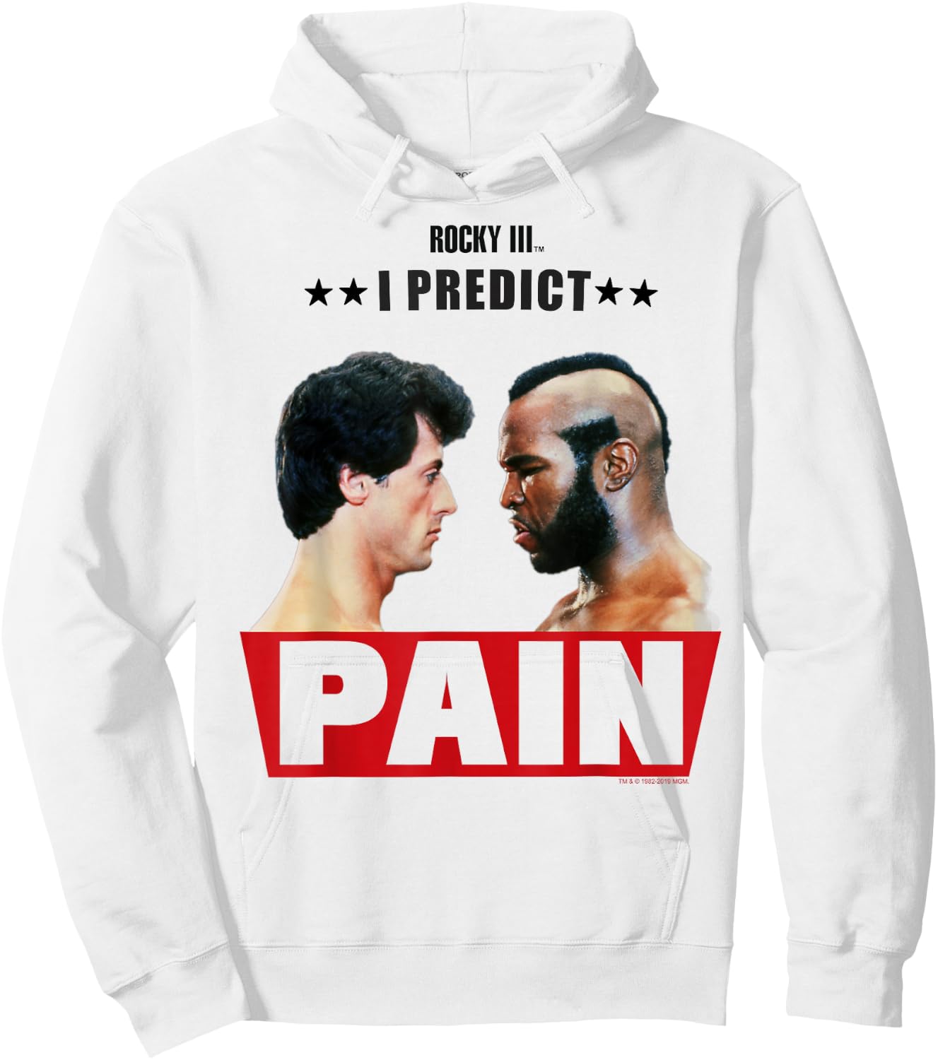 Rocky 3 I Predict Pain Rocky and Clubber Face Off Portrait Hoodie - Hoodie | White