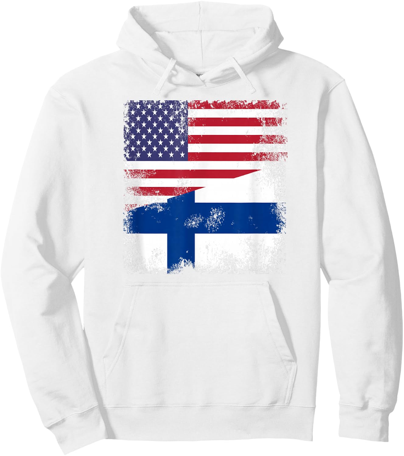 Half Finnish Flag | Vintage Finland USA Gift Hoodie - Hoodie | White