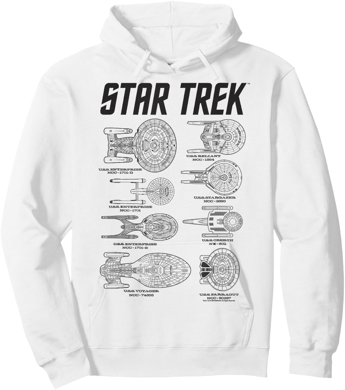 Star Trek Spaceships of Starfleet Enterprise Textbook Hoodie - Hoodie | White