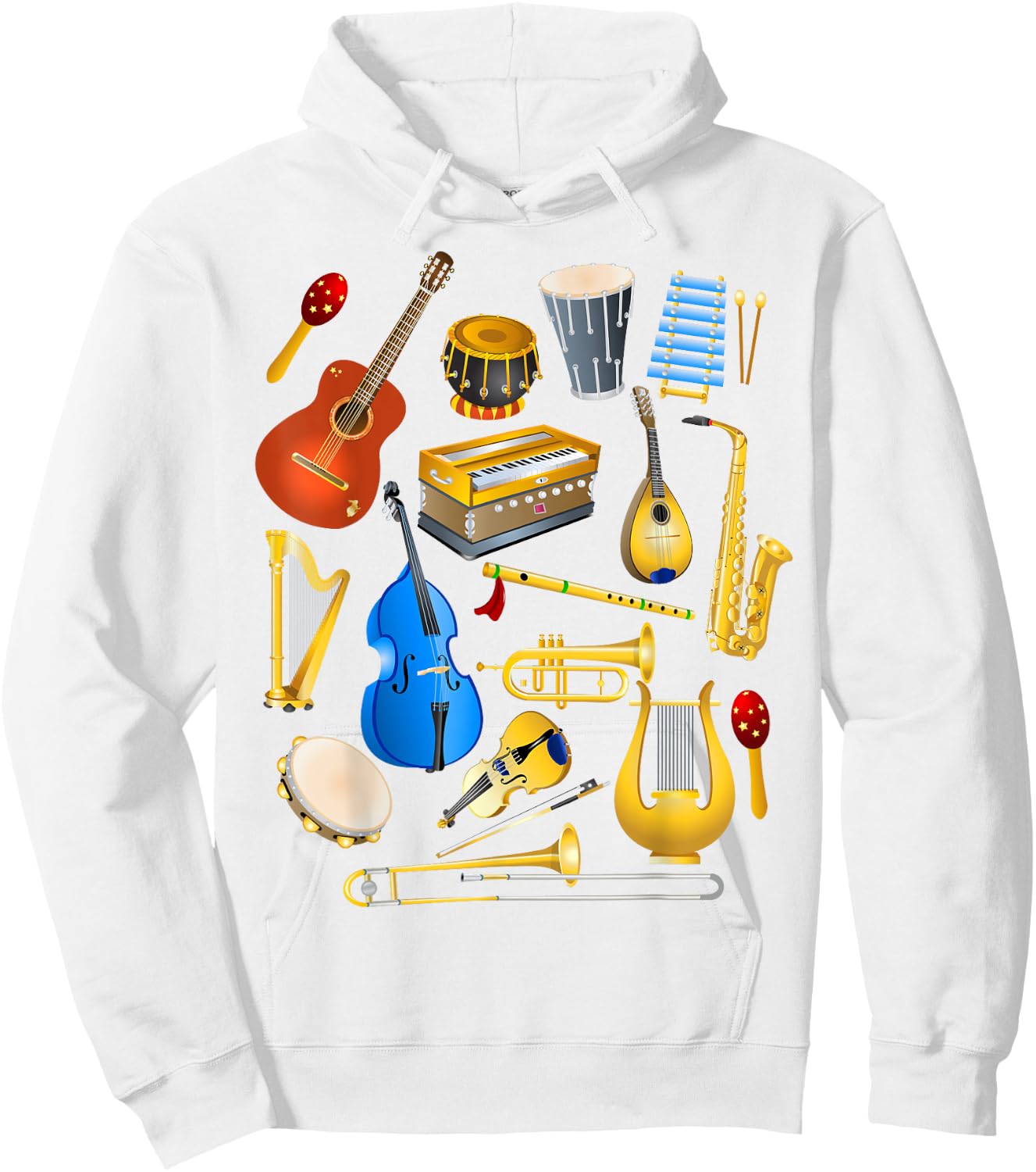 Cute Little Boys Musical Instruments Fans Shirt Funny Gift Hoodie - Hoodie | White