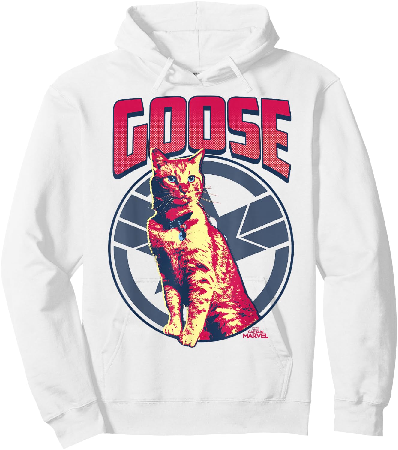 Captain Marvel Goose Tonal Portrait Symbol Graphic Hoodie - Hoodie | White