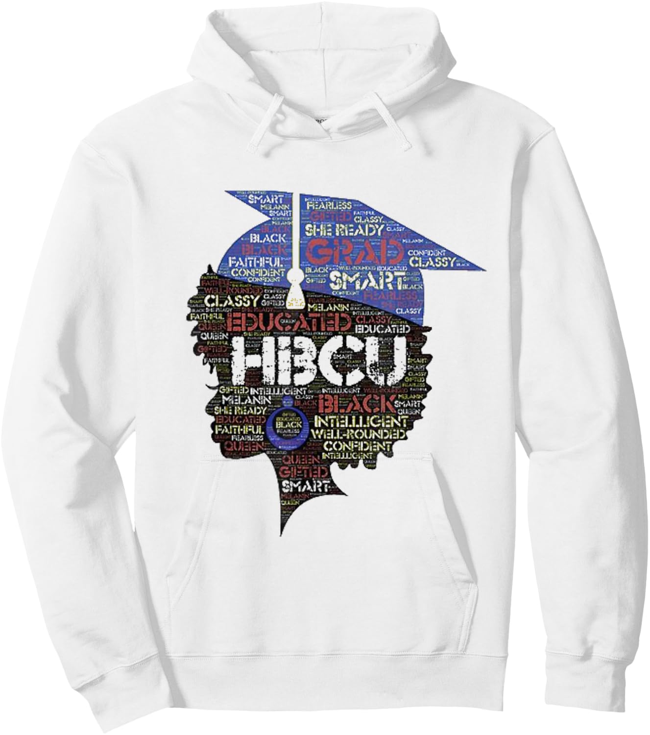 Black Girls Magic: HBCU College Graduate Cute Afro Words Hoodie - Hoodie | White