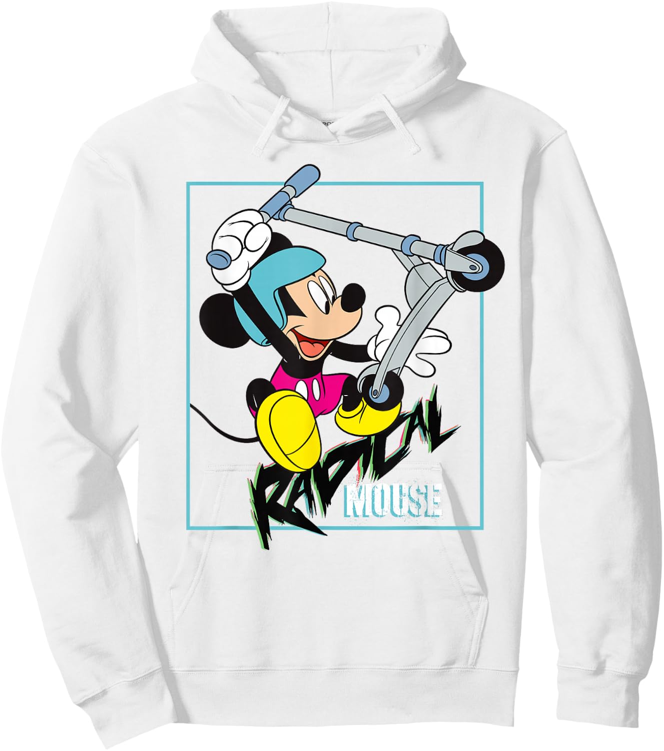 Disney Mickey Radical Mouse 90s Retro Scooter Hoodie - Hoodie | White