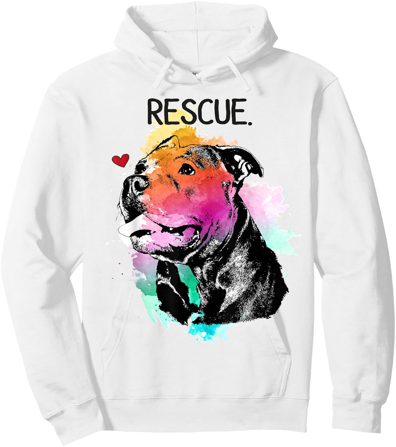 Pitbull Rescue Dog Adopt Don't Shop Watercolor Pittie Mom Hoodie - Hoodie | White