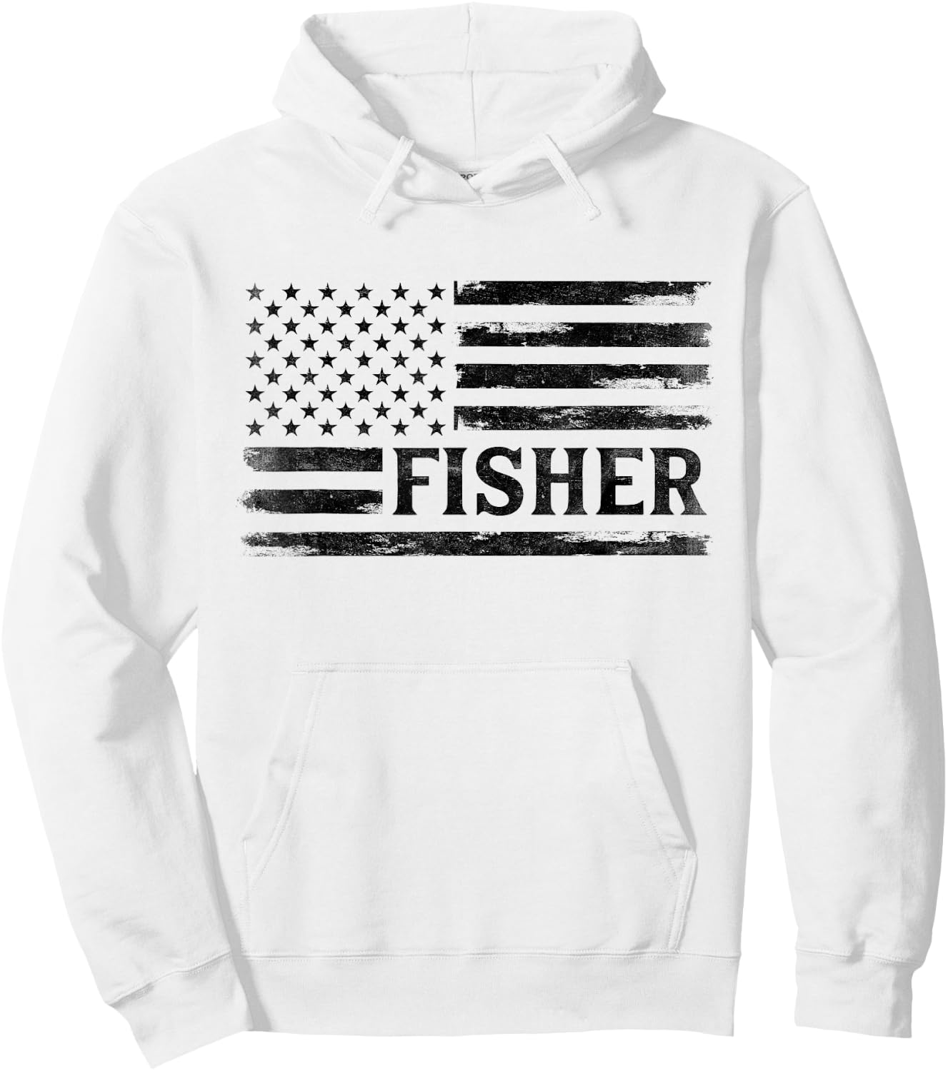 Fisher Black Vintage USA Flag Father's Day Fisherman Hoodie - Hoodie | White