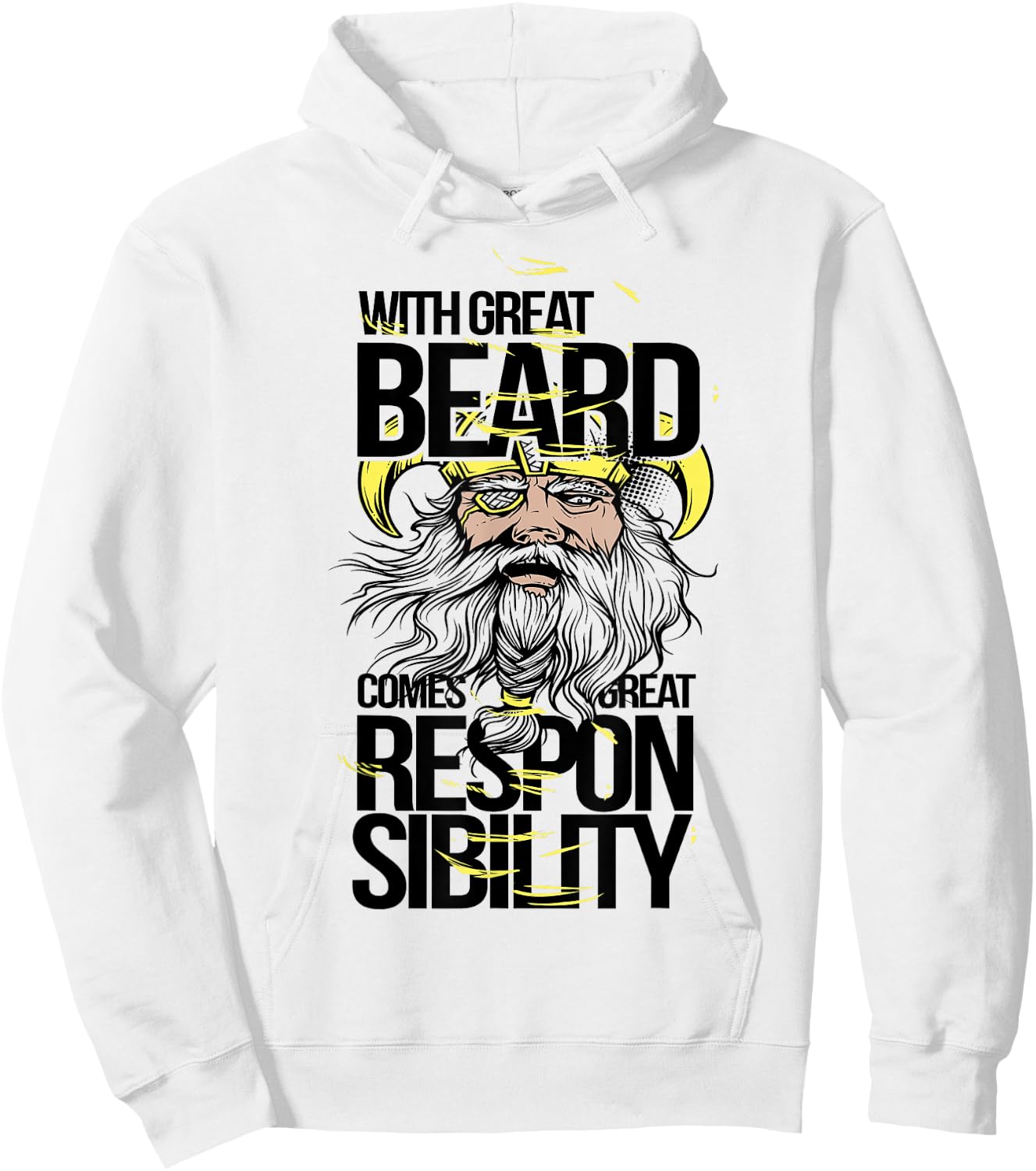With Great Beard Comes Great Responsibility Funny Hoodie - Hoodie | White