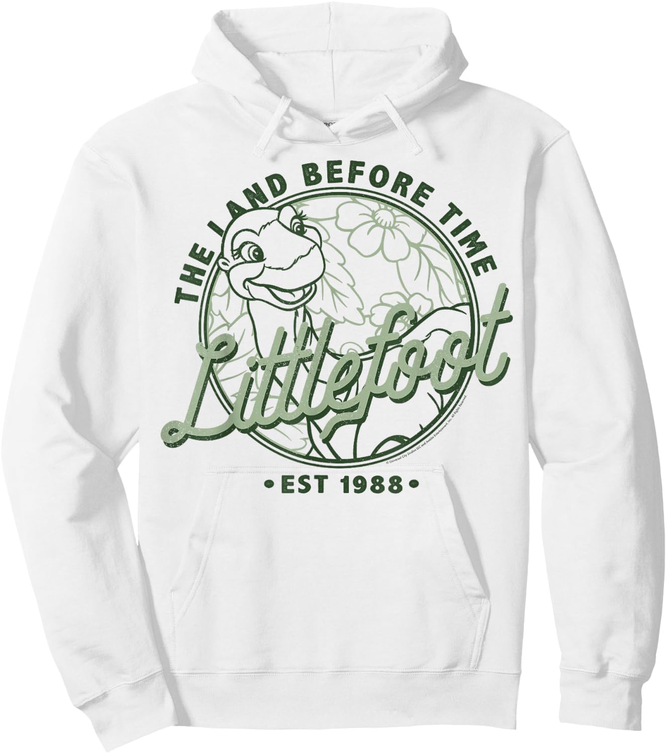 Land Before Time Littlefoot Floral Logo Hoodie - Hoodie | White