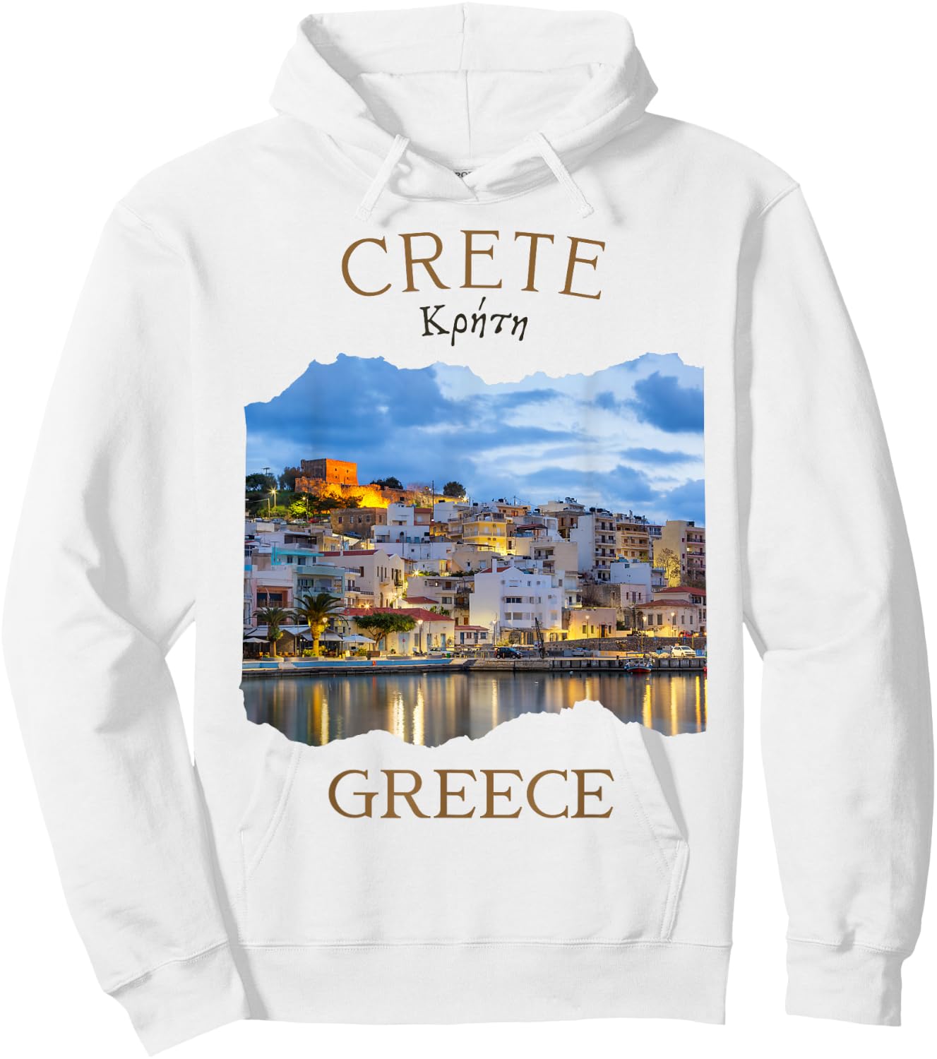 Greek Island Crete Greece featuring Rethimno Town Harbour Hoodie - Hoodie | White