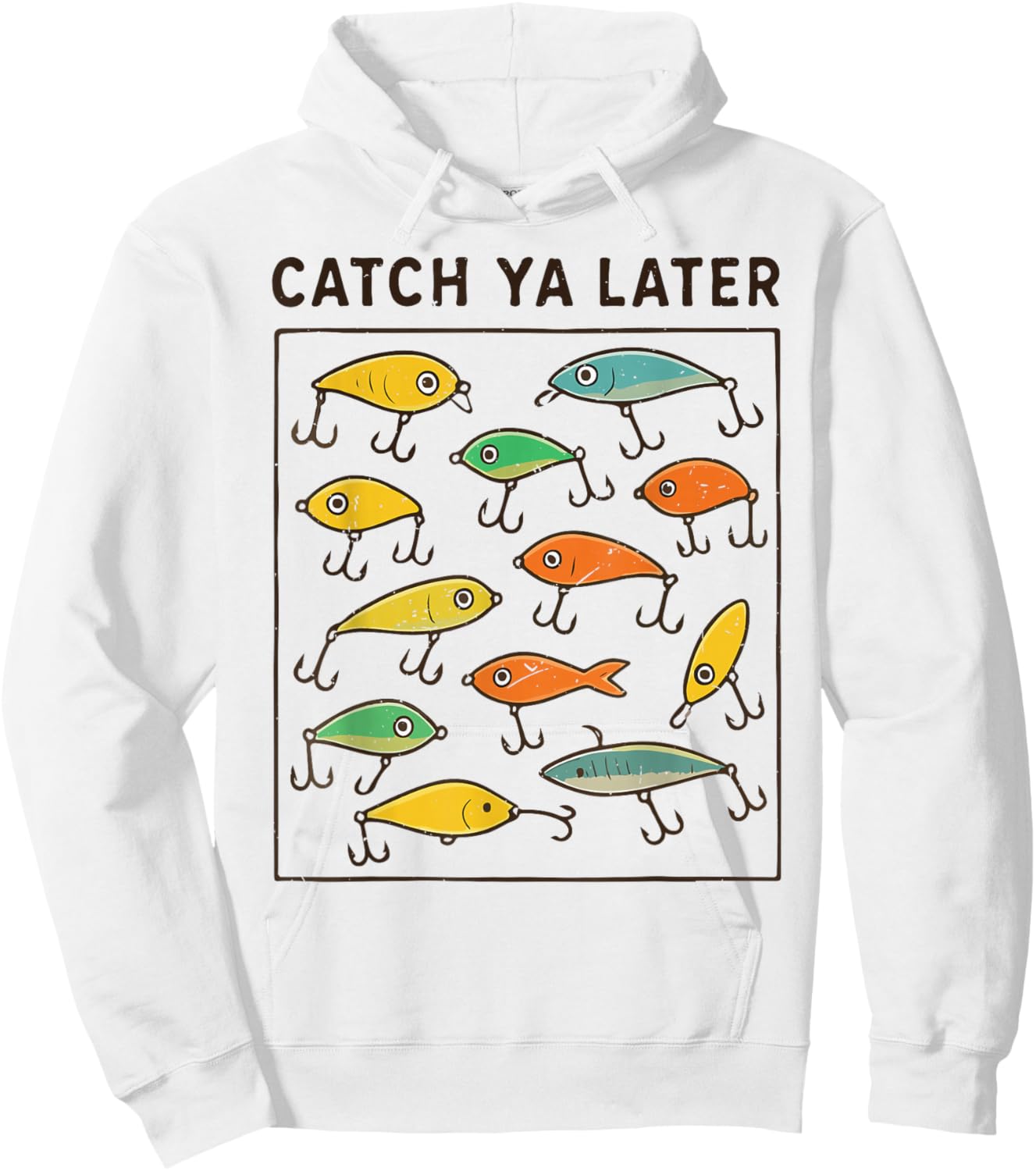 Boys Catch Ya Later Fishing Lure Funny Fisherman Youth Kids Hoodie - Hoodie | White