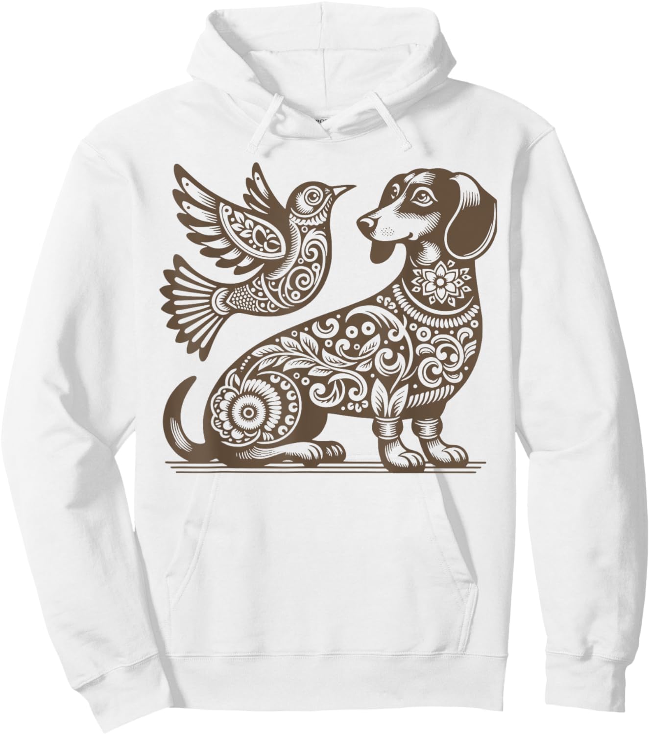Retro Floral Dachshund Hummingbird Wiener Dog Pet Lover Men Women Hoodie - Hoodie | White